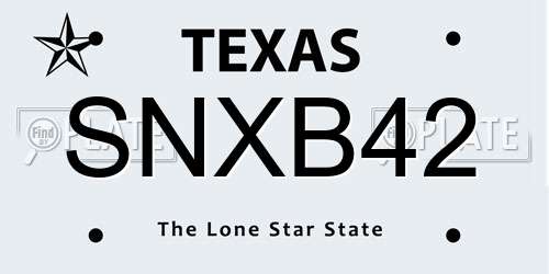 SNXB42 Texas License Plate