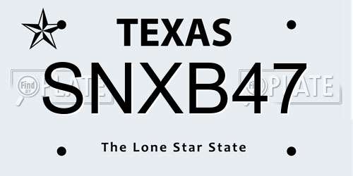 SNXB47 Texas License Plate