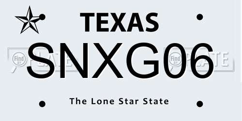SNXG06 Texas License Plate