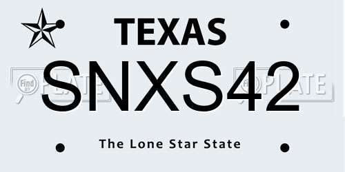 SNXS42 Texas License Plate