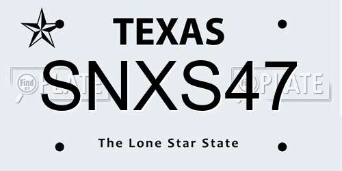 SNXS47 Texas License Plate