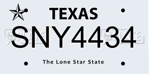 SNY4434 Texas License Plate
