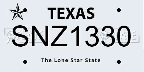 SNZ1330 Texas License Plate