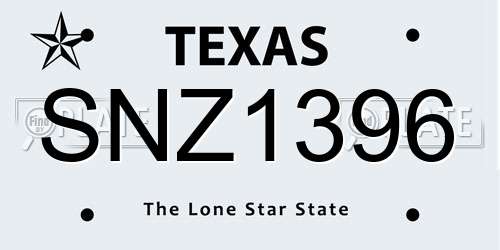 SNZ1396 Texas License Plate