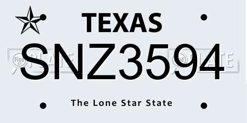 SNZ3594 Texas License Plate
