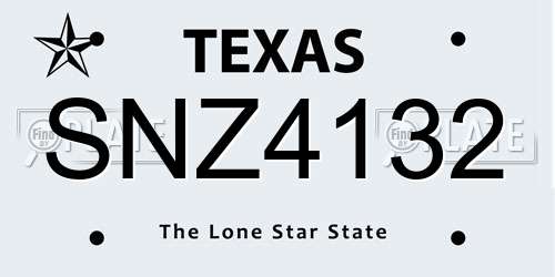 SNZ4132 Texas License Plate