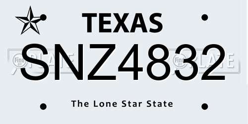 SNZ4832 Texas License Plate
