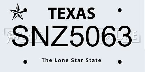 SNZ5063 Texas License Plate