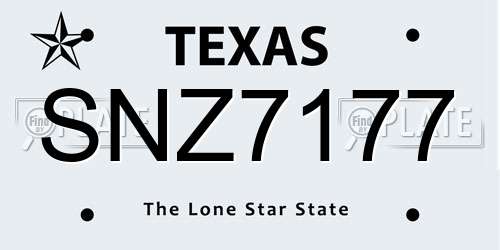SNZ7177 Texas License Plate