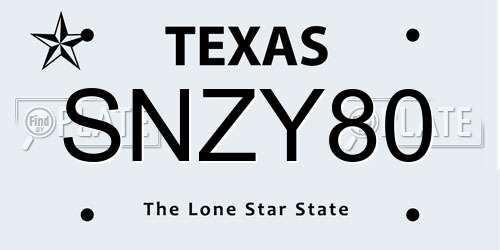 SNZY80 Texas License Plate