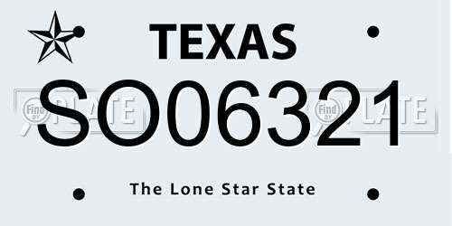 SO06321 Texas License Plate