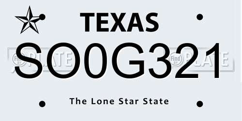 SO0G321 Texas License Plate