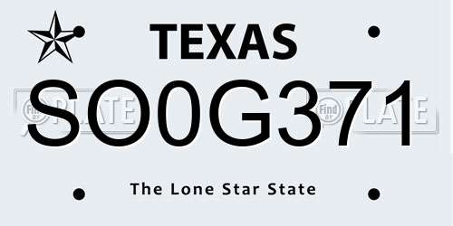 SO0G371 Texas License Plate