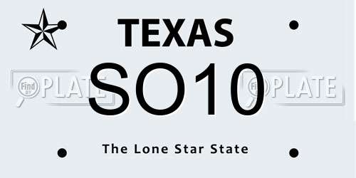 SO10 Texas License Plate