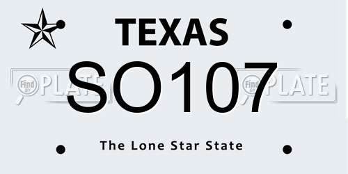 SO107 Texas License Plate