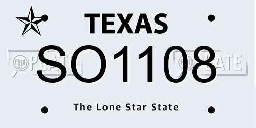 SO1108 Texas License Plate