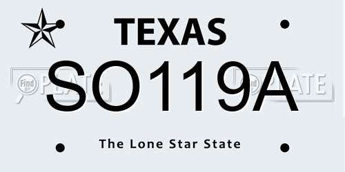SO119A Texas License Plate