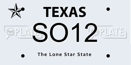 SO12 Texas License Plate