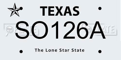 SO126A Texas License Plate
