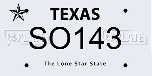 SO143 Texas License Plate