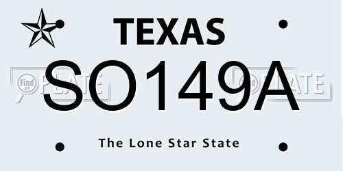 SO149A Texas License Plate