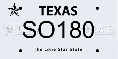 SO180 Texas License Plate
