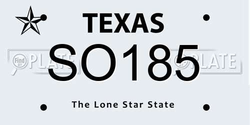 SO185 Texas License Plate