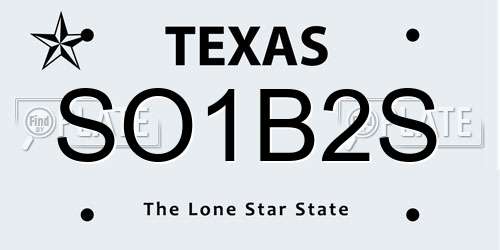 SO1B2S Texas License Plate