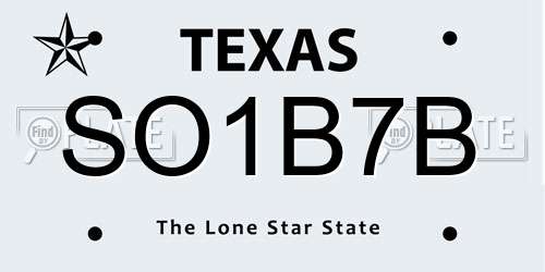 SO1B7B Texas License Plate