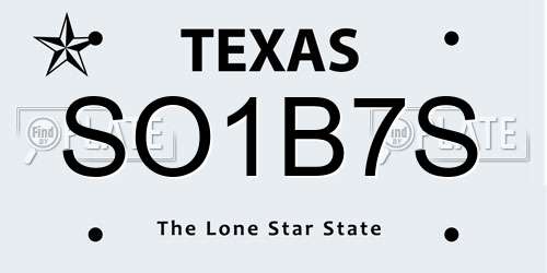 SO1B7S Texas License Plate