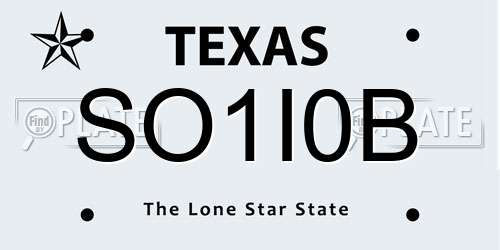 SO1I0B Texas License Plate