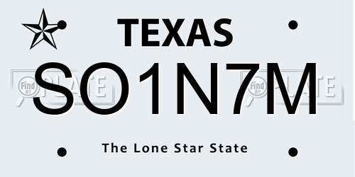 SO1N7M Texas License Plate