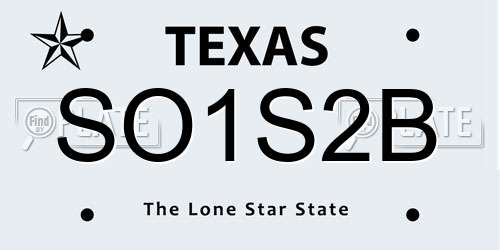 SO1S2B Texas License Plate
