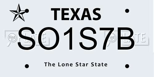 SO1S7B Texas License Plate