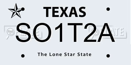SO1T2A Texas License Plate