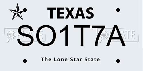 SO1T7A Texas License Plate