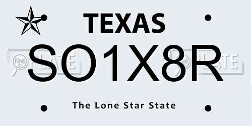 SO1X8R Texas License Plate