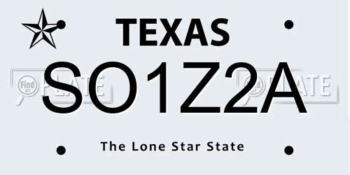 SO1Z2A Texas License Plate