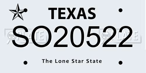 SO20522 Texas License Plate