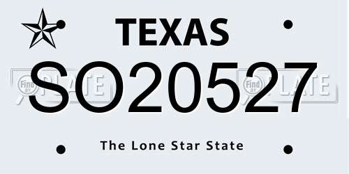 SO20527 Texas License Plate