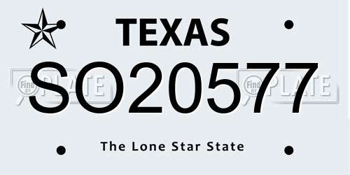 SO20577 Texas License Plate