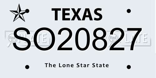 SO20827 Texas License Plate