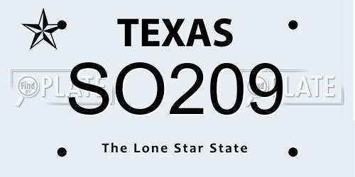 SO209 Texas License Plate