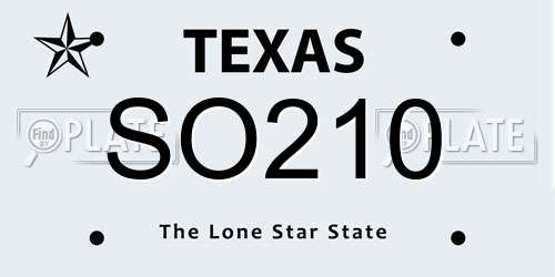 SO210 Texas License Plate