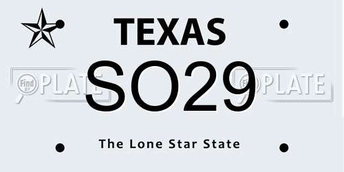 SO29 Texas License Plate