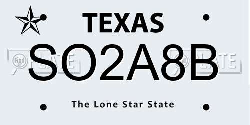 SO2A8B Texas License Plate