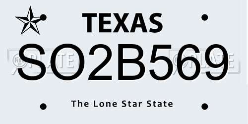 SO2B569 Texas License Plate