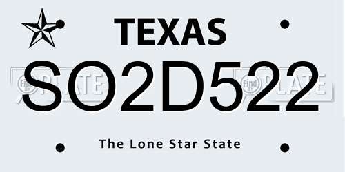 SO2D522 Texas License Plate
