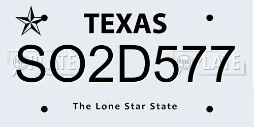 SO2D577 Texas License Plate