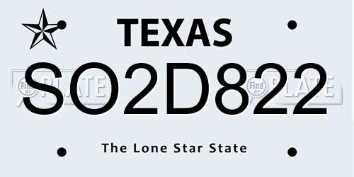 SO2D822 Texas License Plate